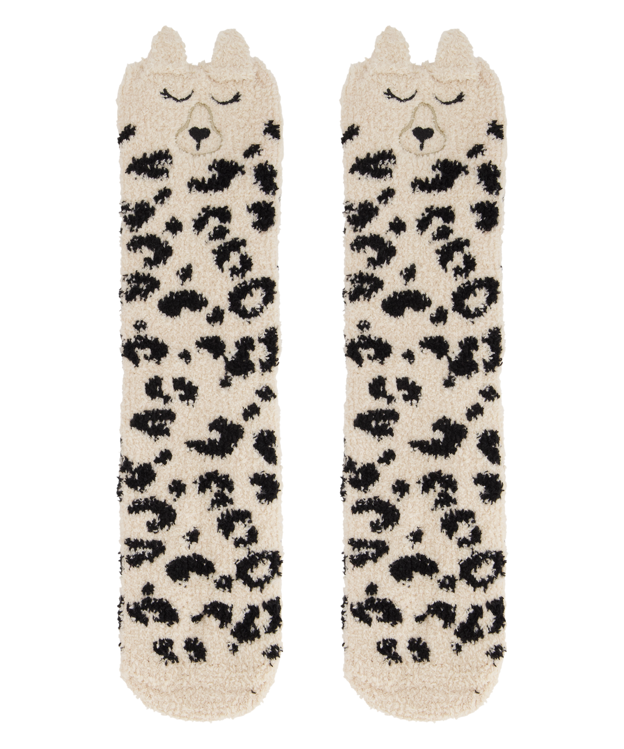 Chaussettes douillettes léopard des neiges, Beige, main