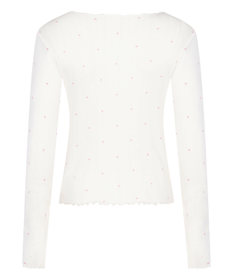 Haut de pyjama en pointelle, Blanc