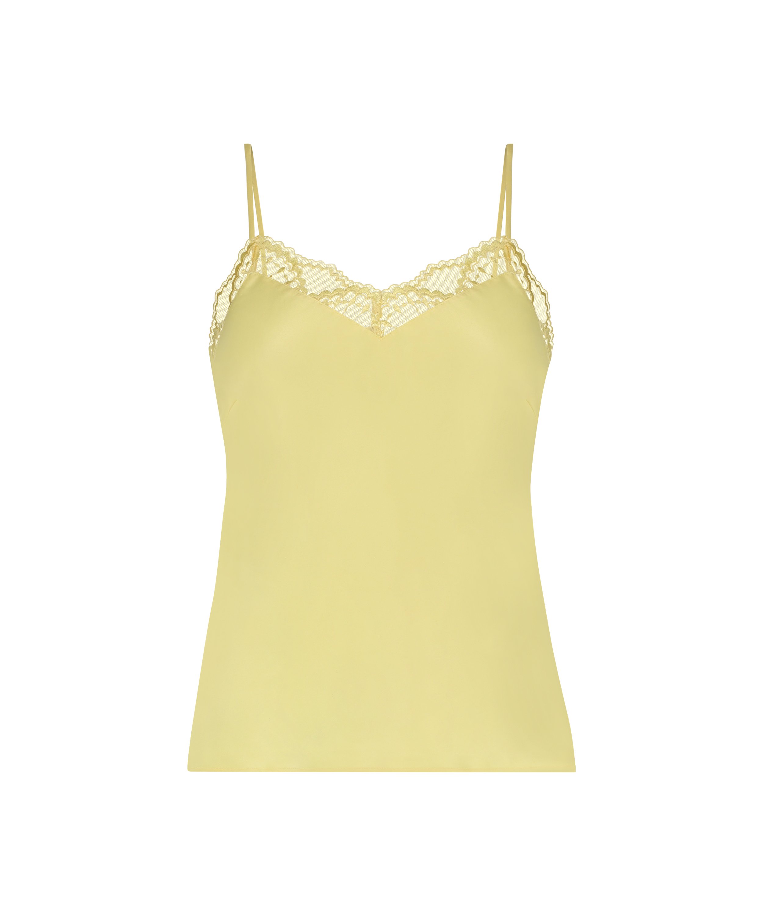 Haut de camisole Satin Dentelle, Jaune, main