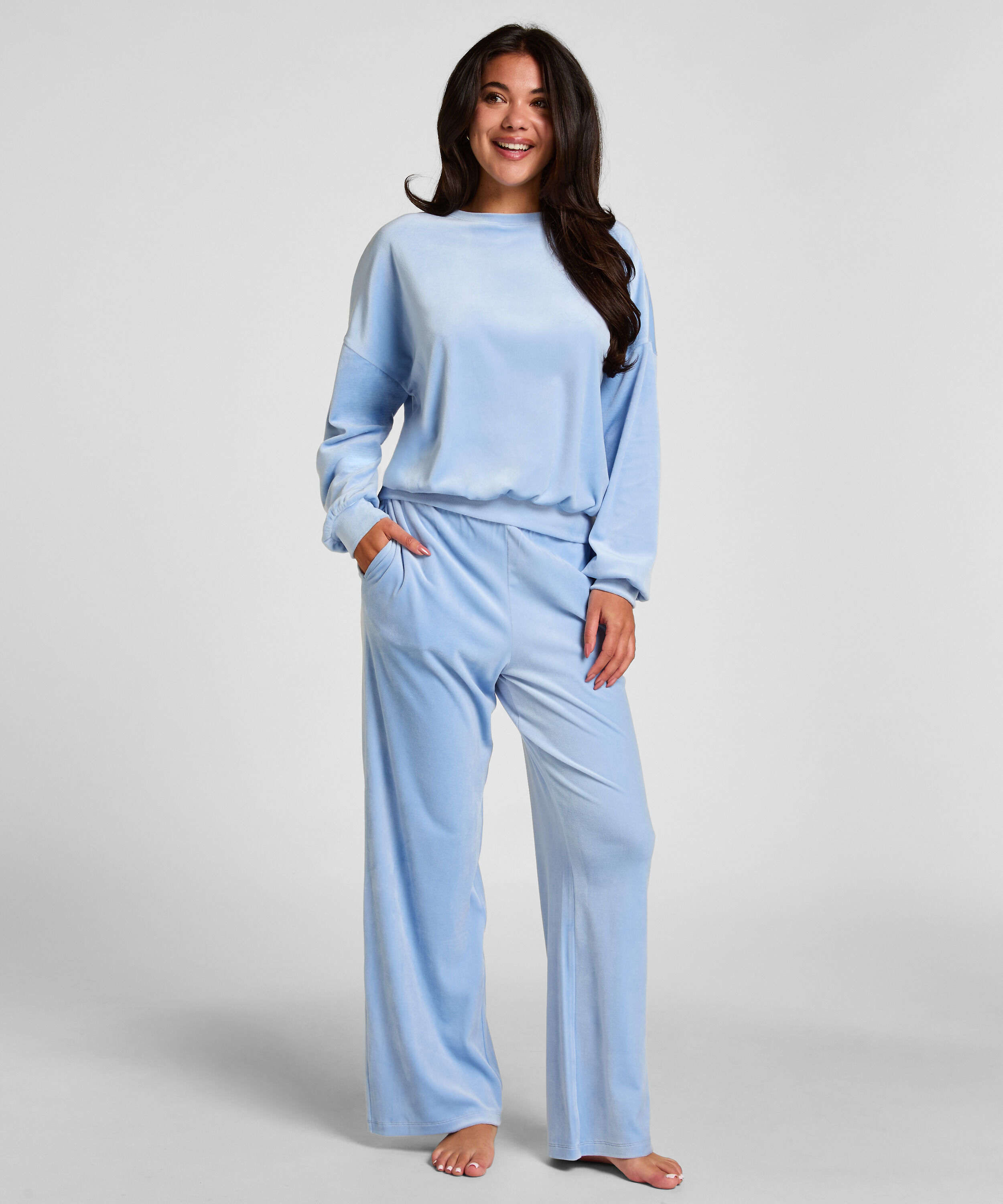 Pantalon de pyjama velours, Bleu