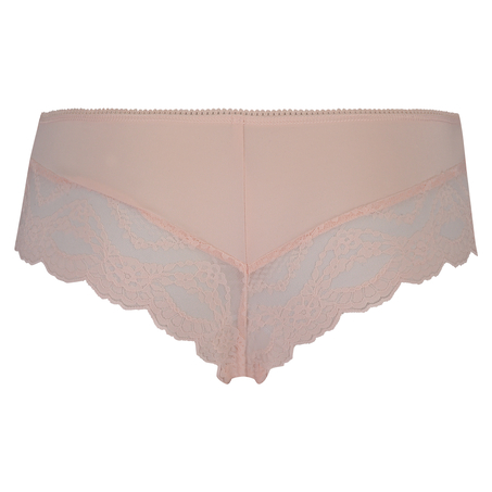 Slip brésilien en dentelle à froufrous Micro Contrast, Rose