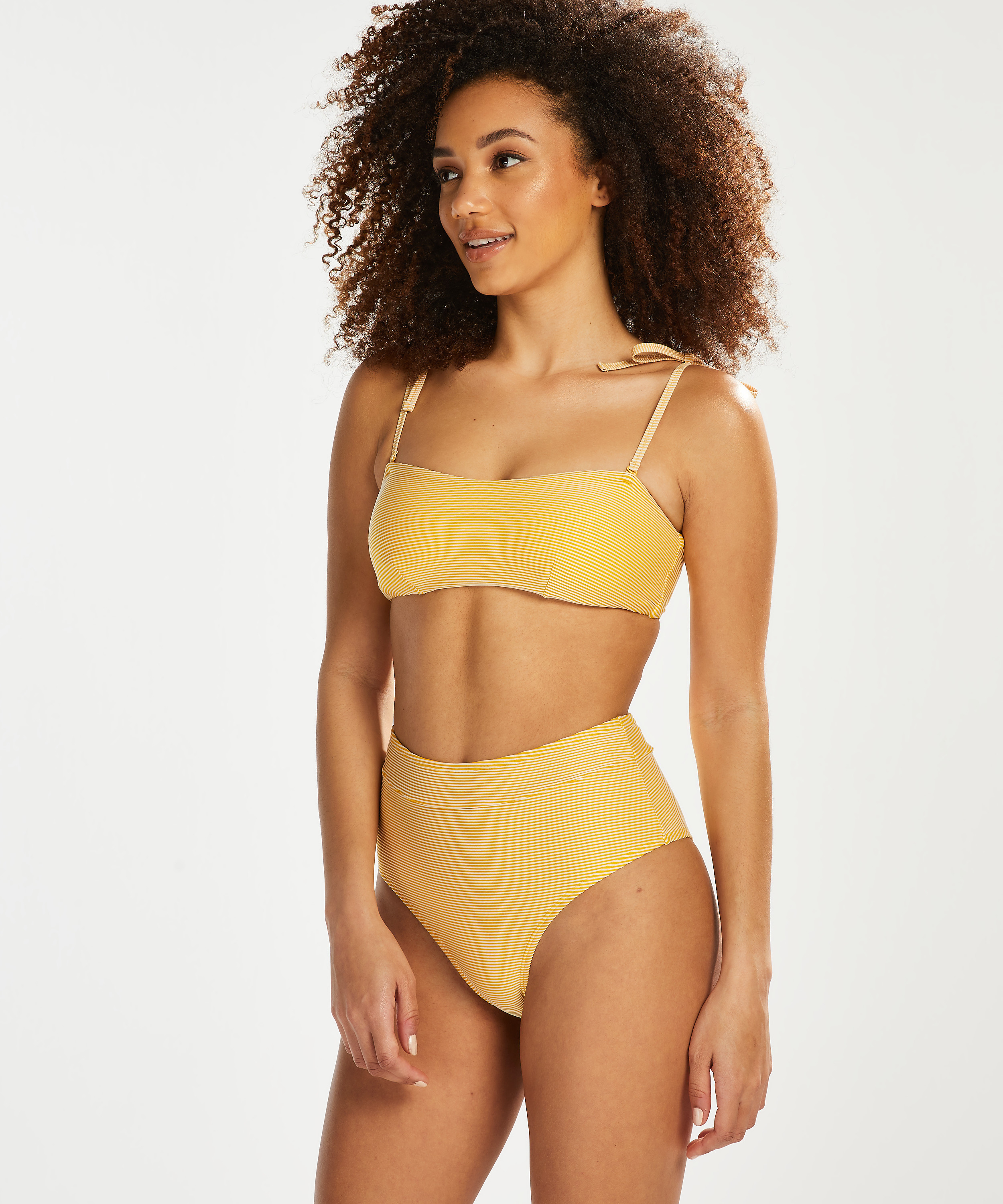 Bas de bikini coquin taille haute Carmel, Jaune, main