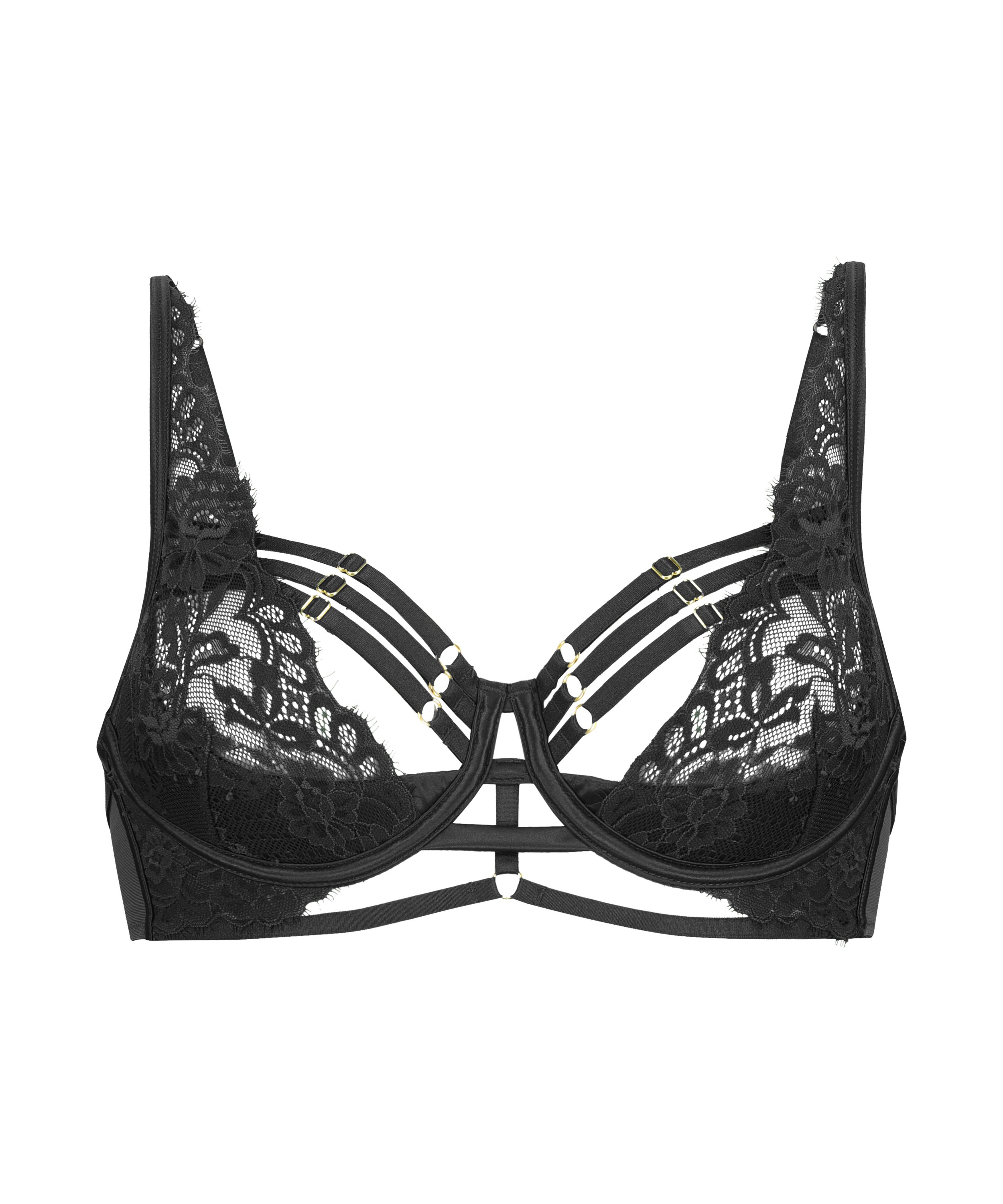 Soutien-gorge rembourré demi-bonnet à armatures longline Iggy, Noir, main