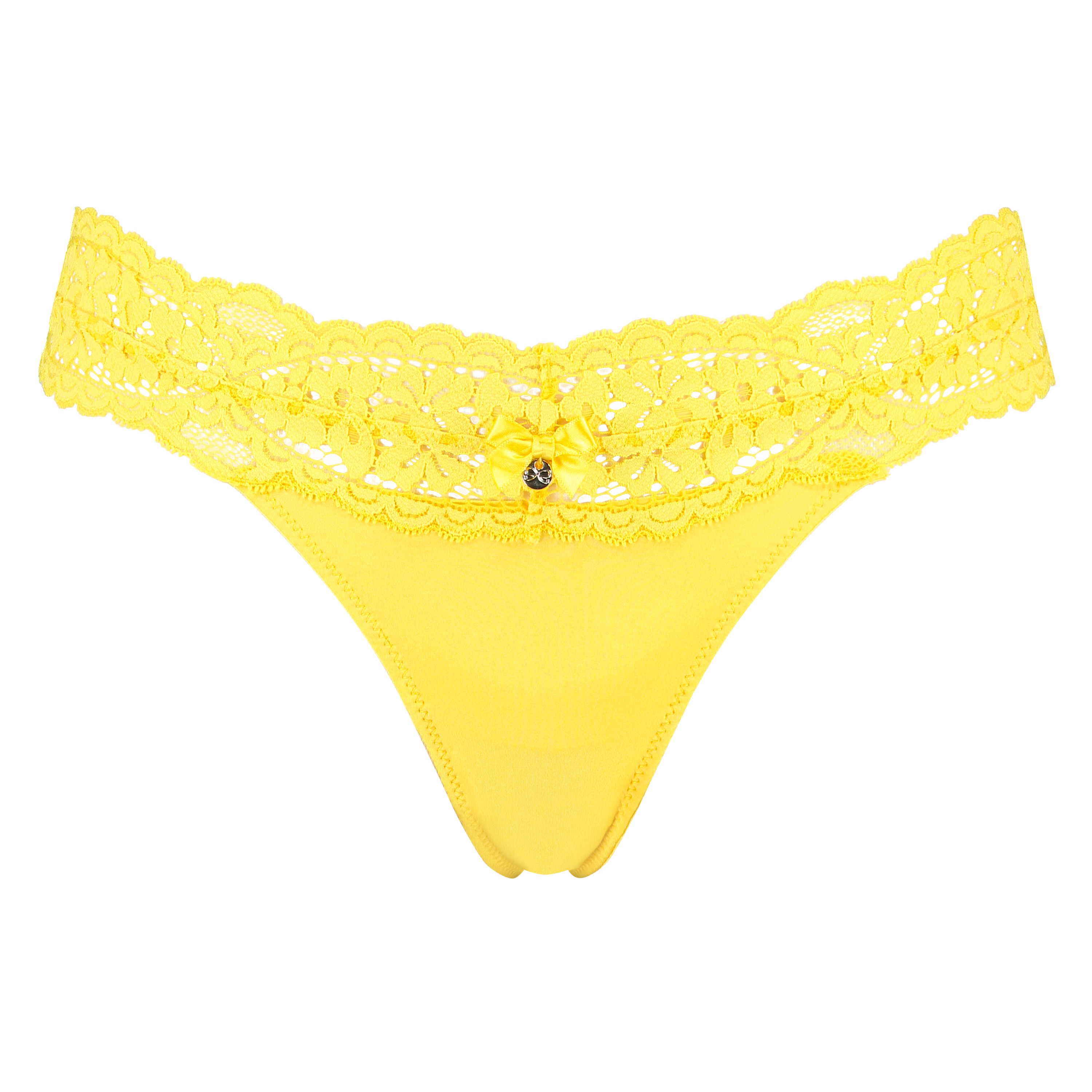 String taille extra basse Rose, Jaune, main