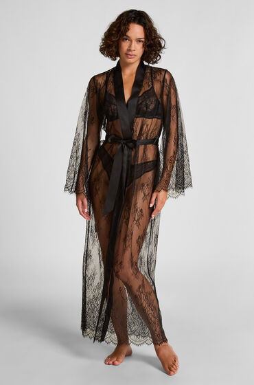 Hunkemöller Kimono Allover Lace Noir