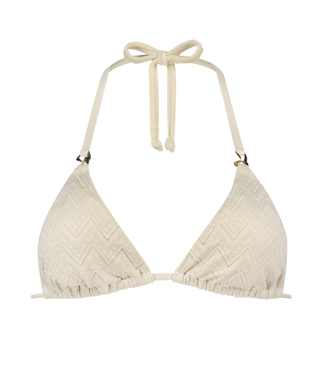 Crochet triangle Bikini Top, Blanc