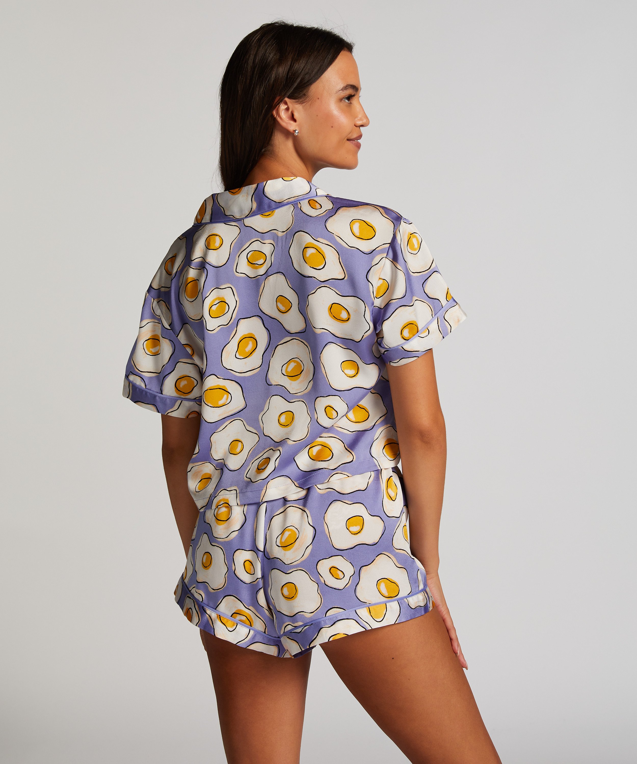 Veste à manches courtes en satin, Violet, main