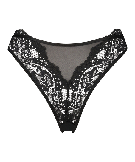 Slip brésilien à taille haute Jessie, Noir