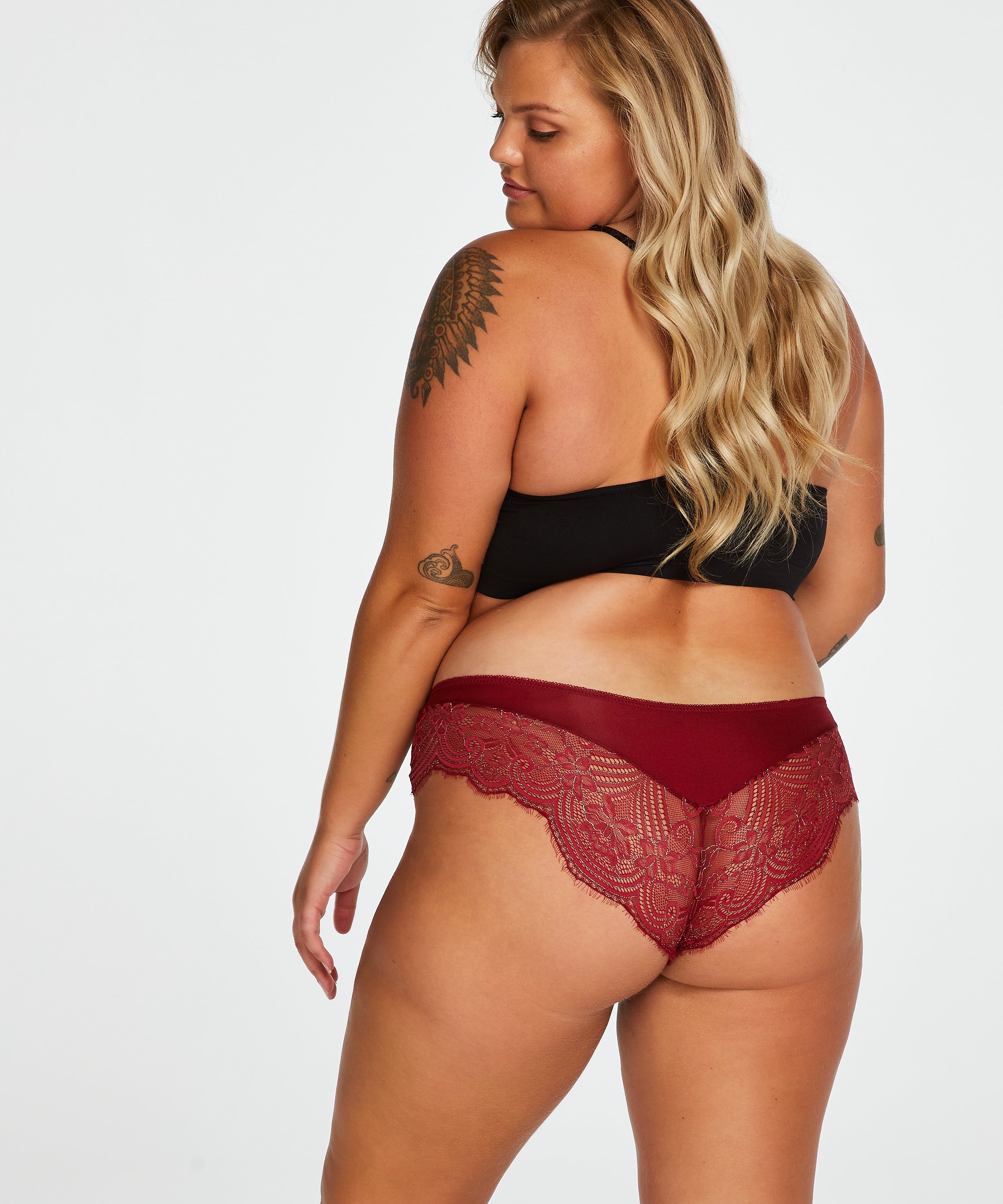 Slip brésilien short Selena, Rouge, main