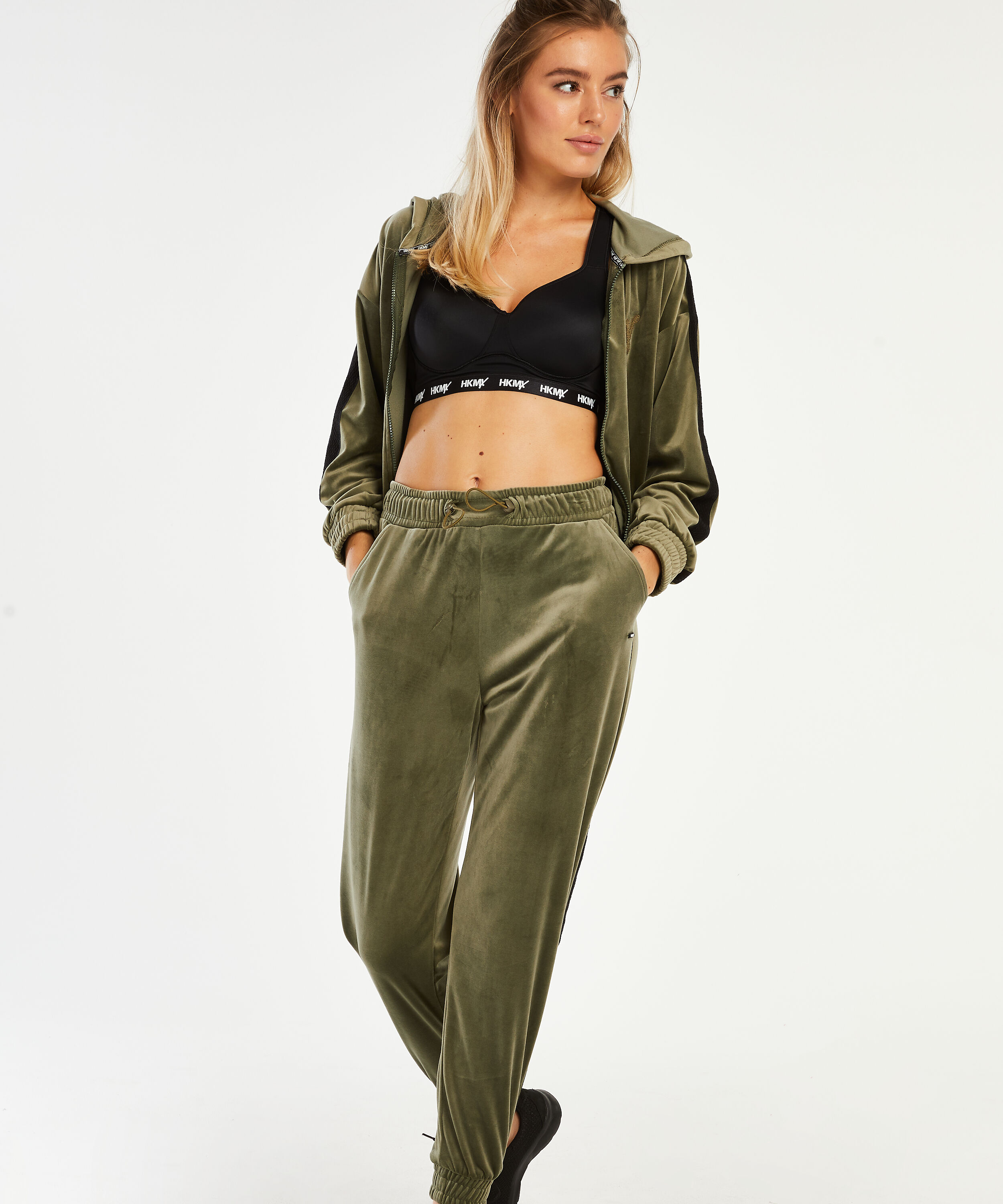 Jogging taille haute HKMX Velours, Vert