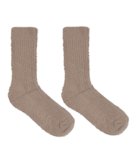Chaussettes duveteuses Liv, Beige