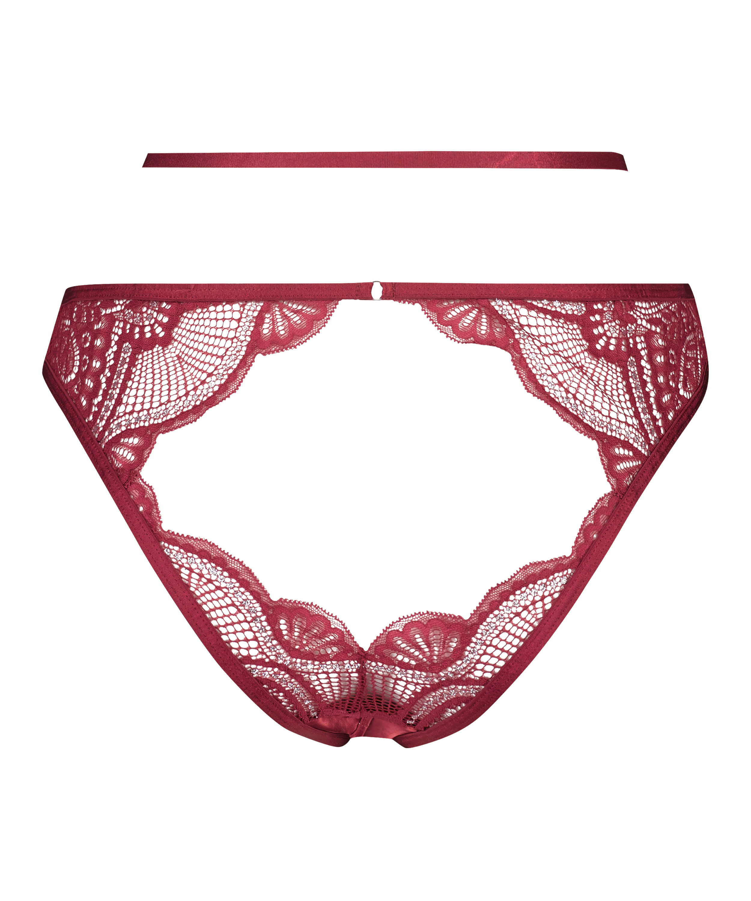 Slip br&eacute;silien ouvert Lyra, Rouge, main