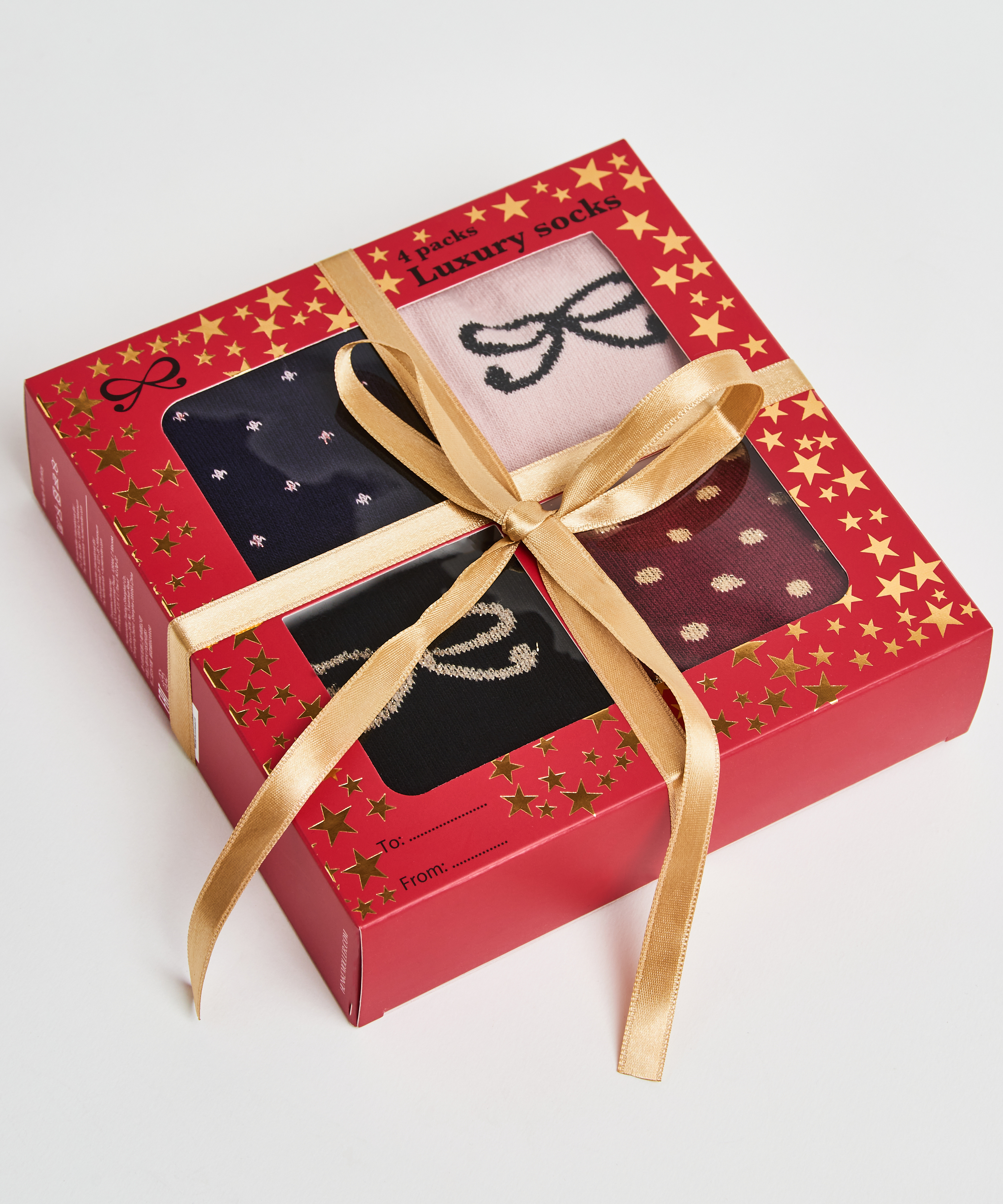 Coffret cadeau 4 paires de chaussettes, Rose, main