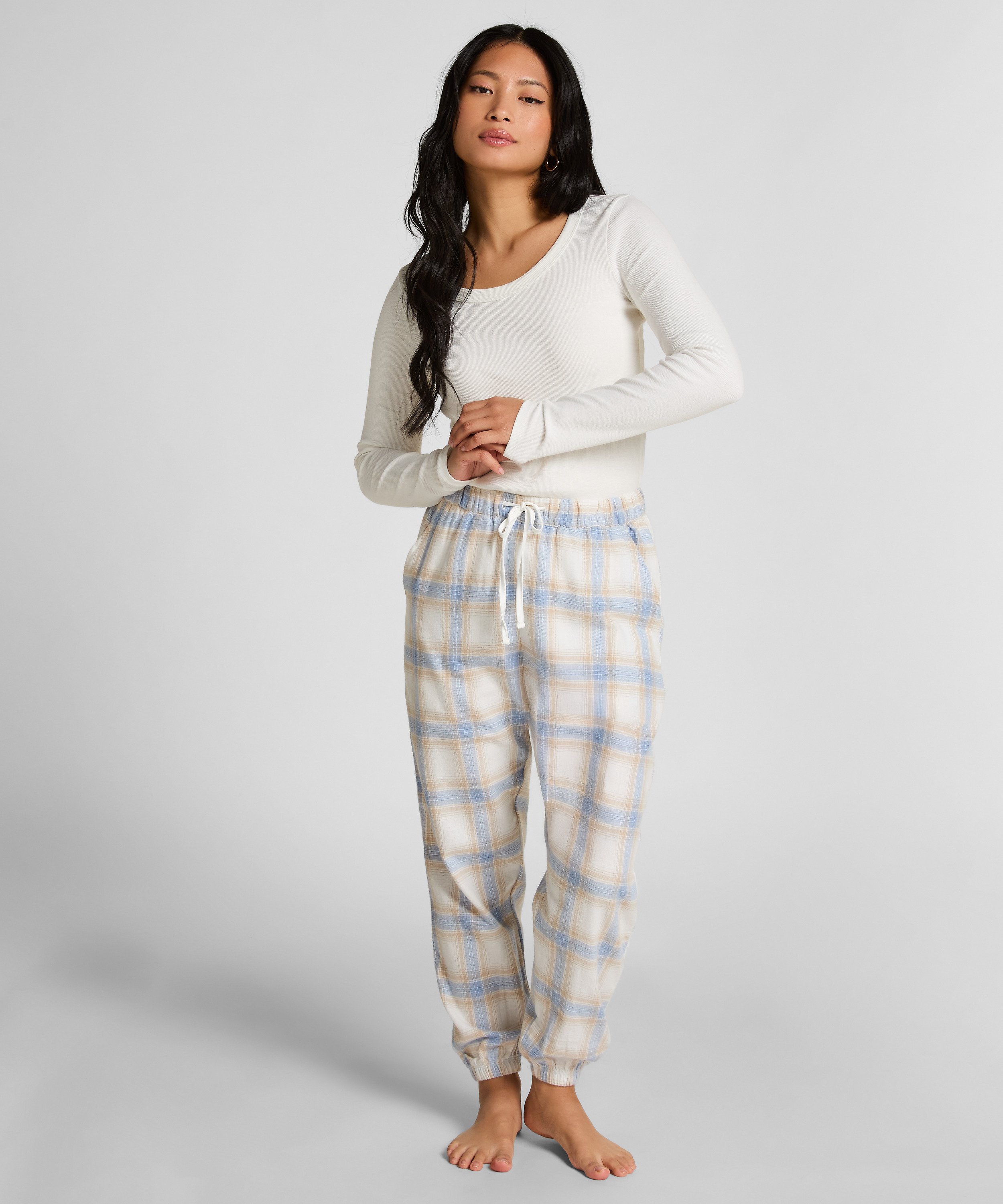 Petite pantalon de pyjama en sergé, Bleu, main