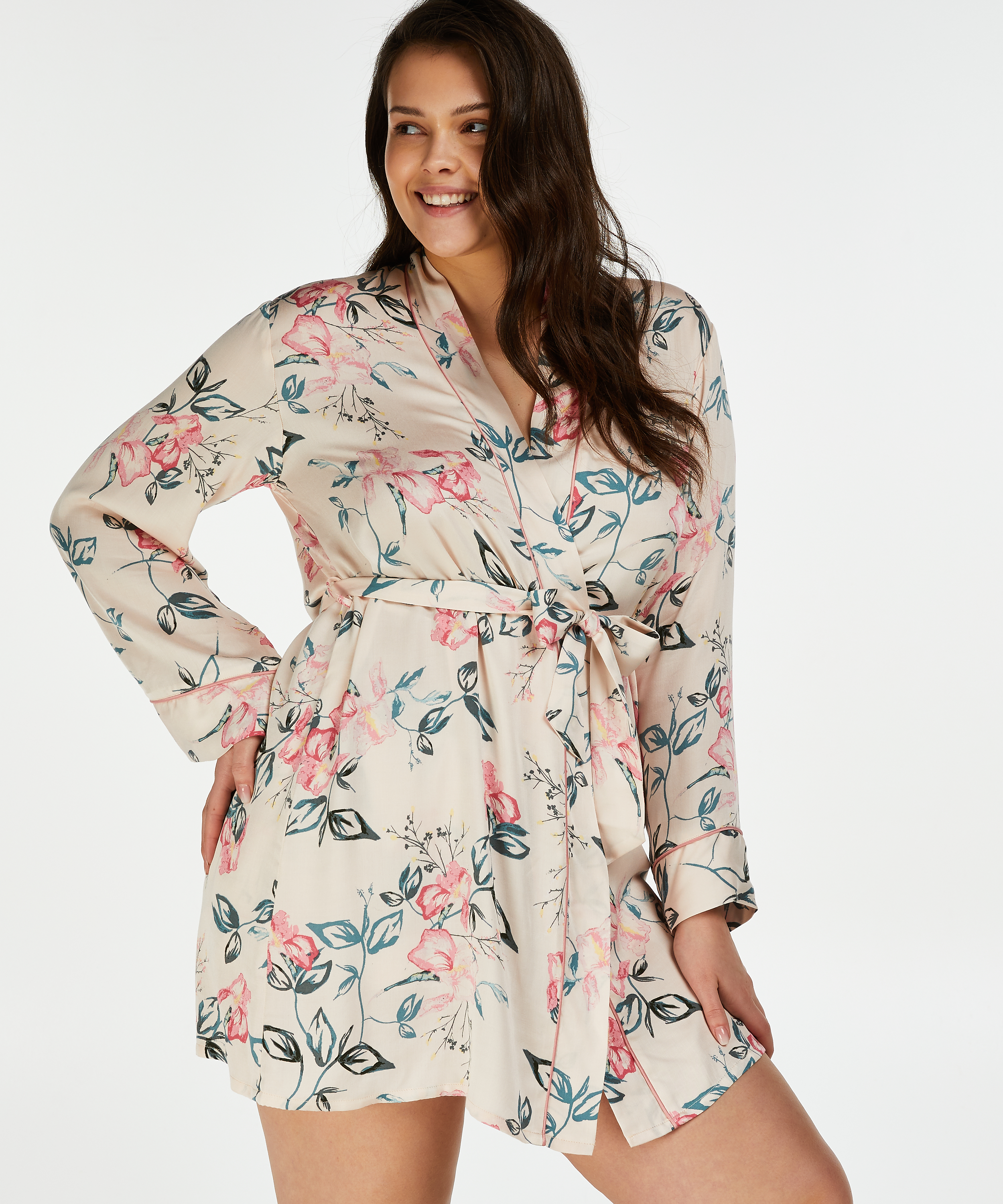 Kimono tissé, Beige, main