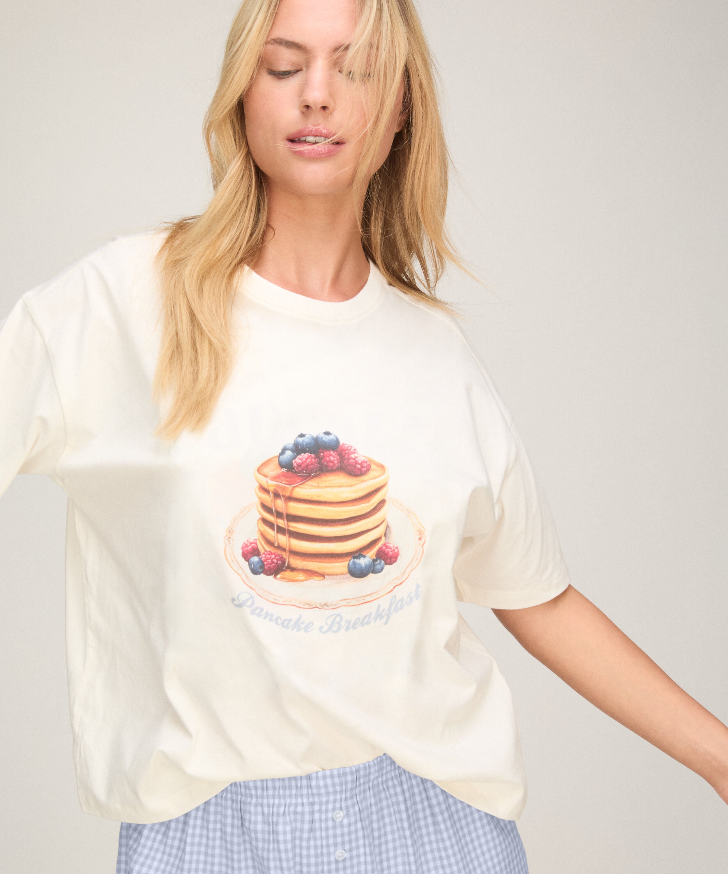 Ensemble Pyjama avec Short et T-shirt, Blanc Ensemble Pyjama avec Short et T-shirt, Blanc