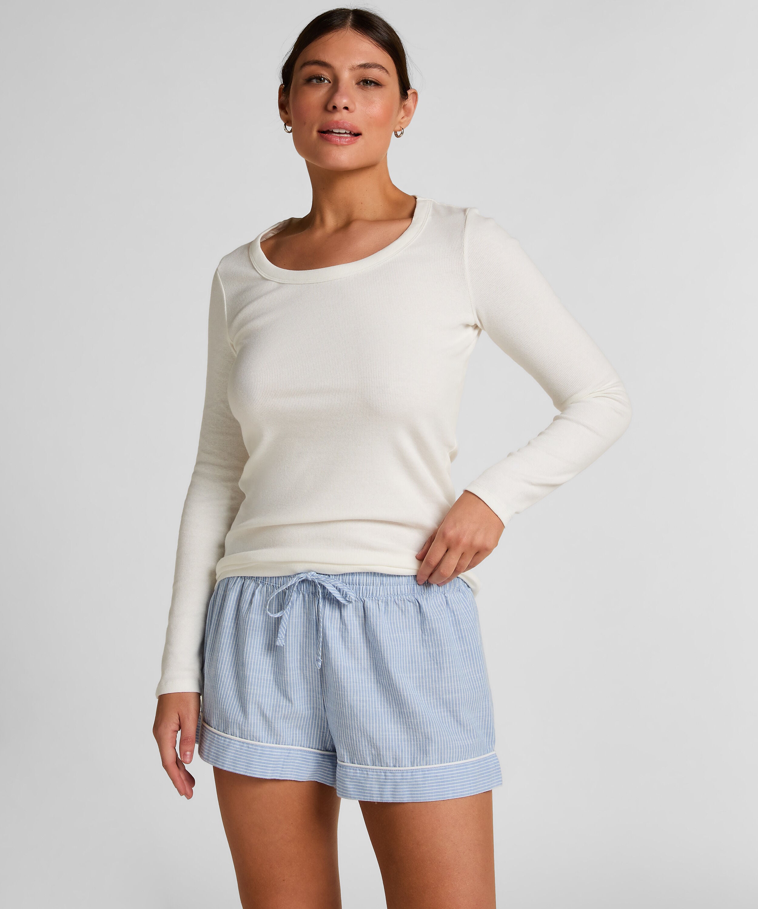 Short de pyjama cotton rayé, Bleu
