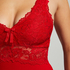 Nuisette Nora dentelle longue, Rouge
