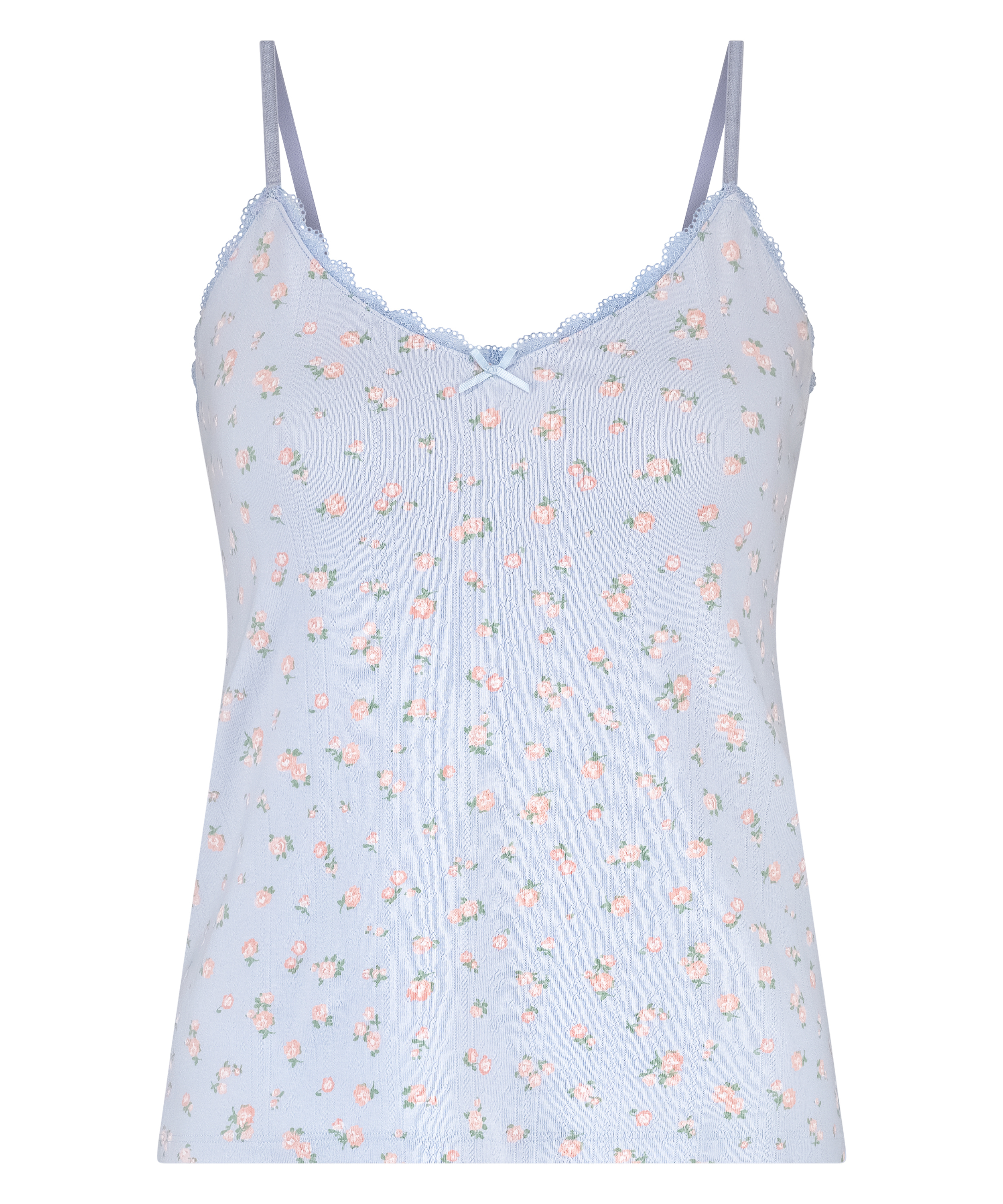 Haut en dentelle Cami Pointelle, Bleu, main