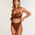 Brassière longline Sexy Mesh, Marron