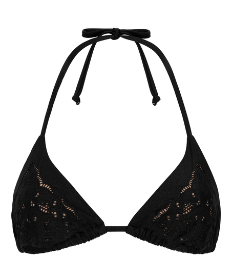 Haut de bikini triangle Boho, Noir