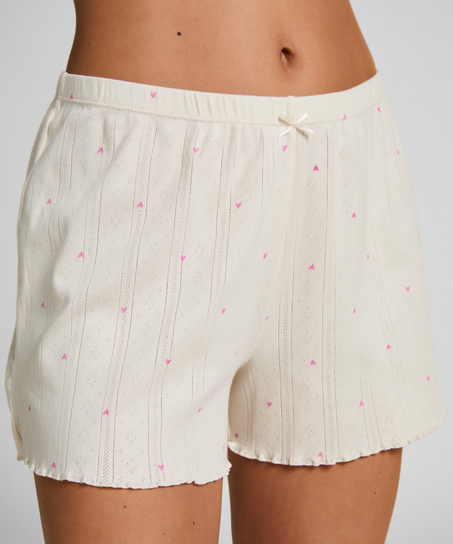 Short en pointelle, Blanc