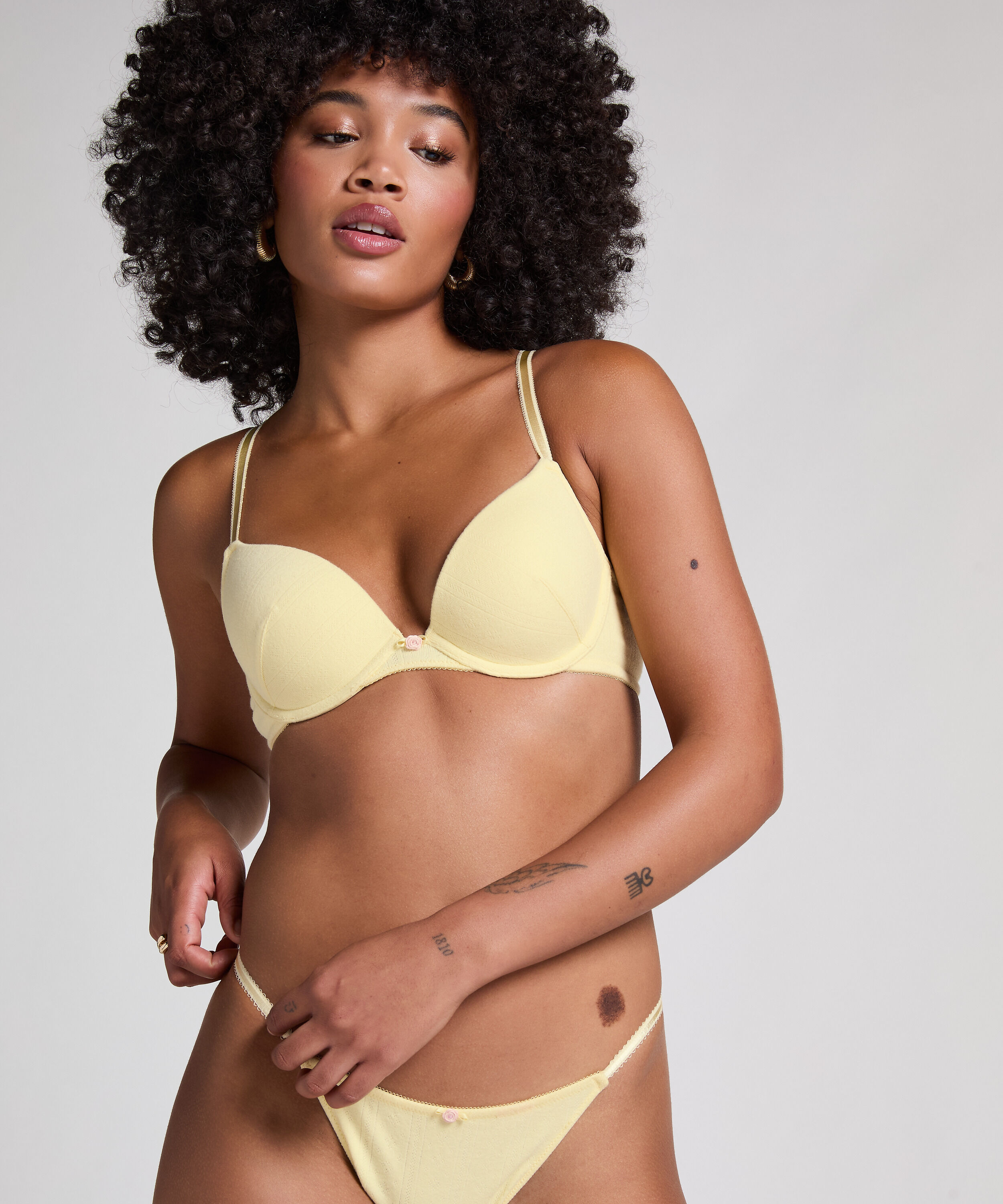 Soutien-gorge à armatures rembourré Pointelle, Jaune