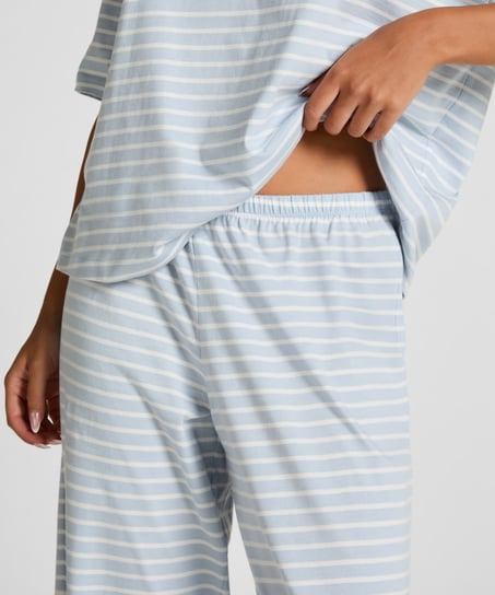 Pyjama Set Cotton Jersey Long, Bleu