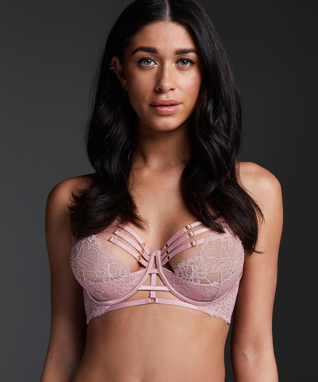 Soutien-gorge rembourr&eacute; demi-bonnet &agrave; armatures longline Iggy, Rose