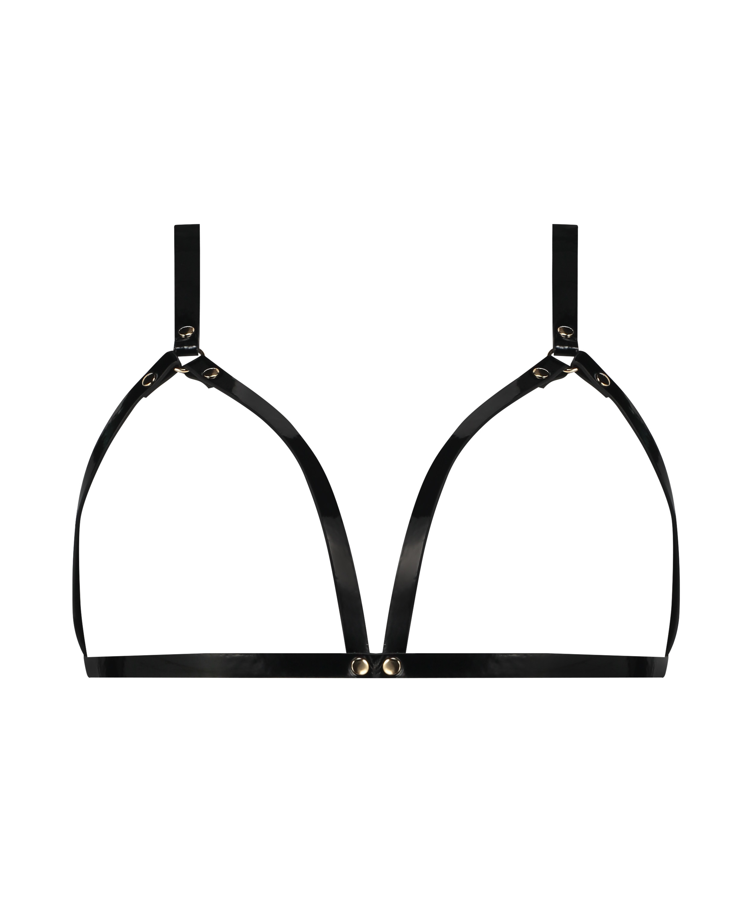 Brassière en faux cuir, Noir, main