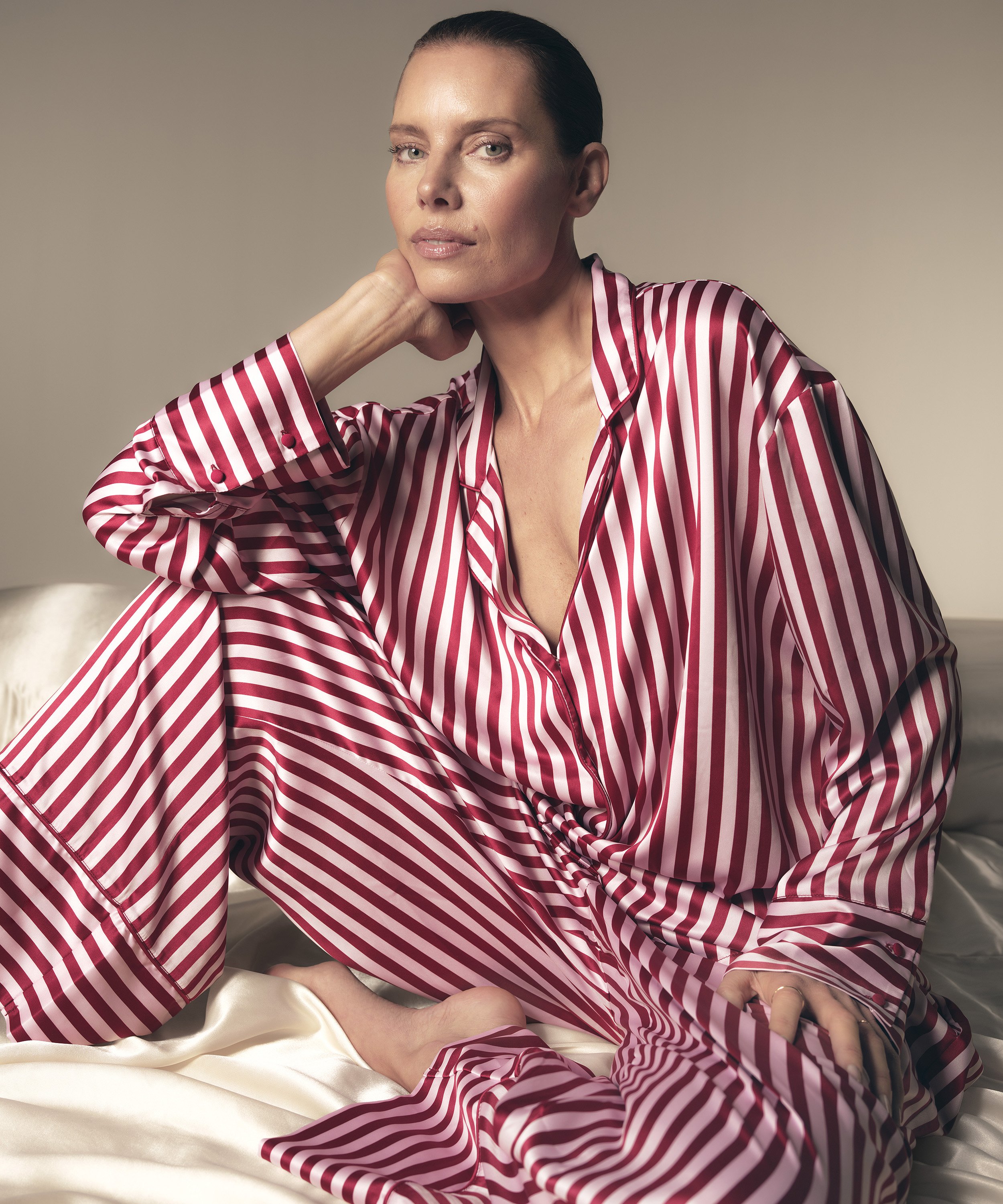 Pantalon Satin, Rose, main