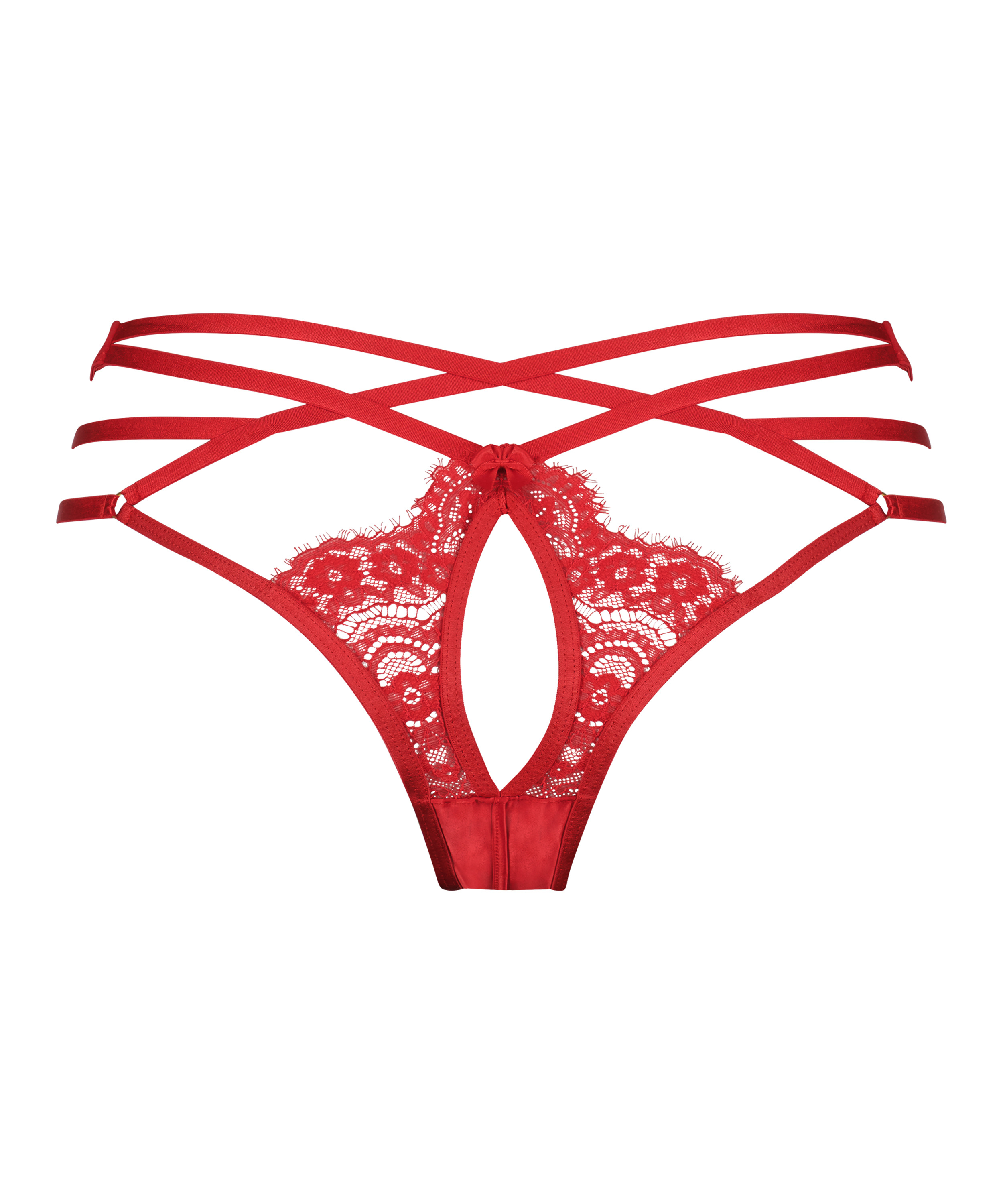 Slip brésilien ouvert Mitzy, Rouge, main