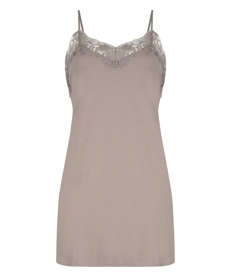 Robe en dentelle et modal, marron