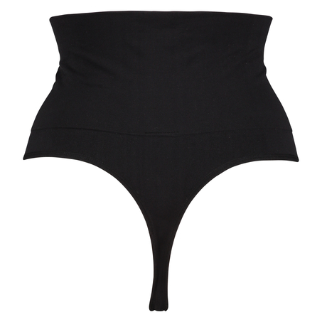 String raffermissant taille haute sans coutures, Noir