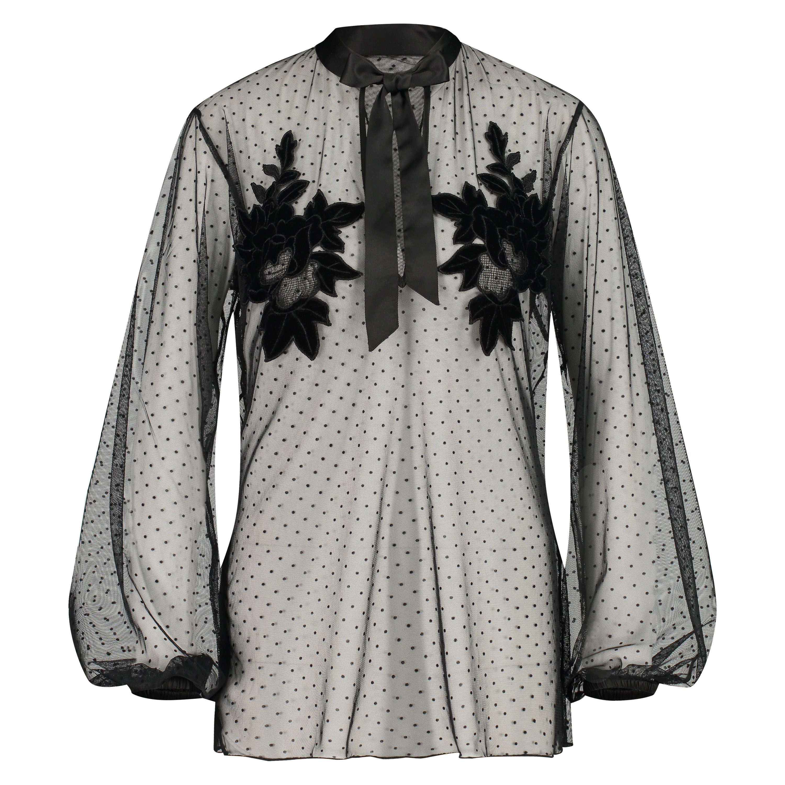 Tunique en maille à pois, Noir, main