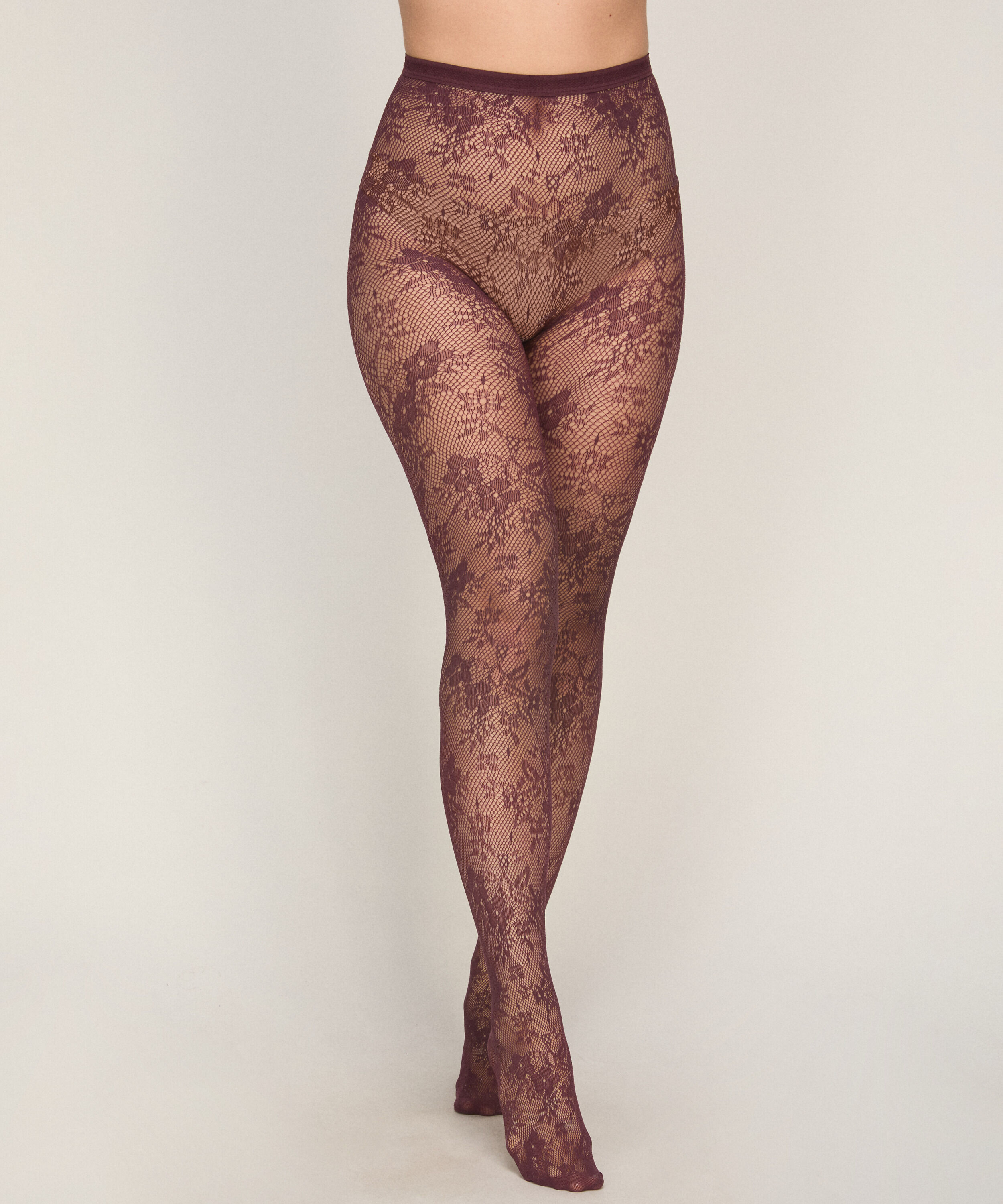 Collants Allover Lace Fishnet, Violet