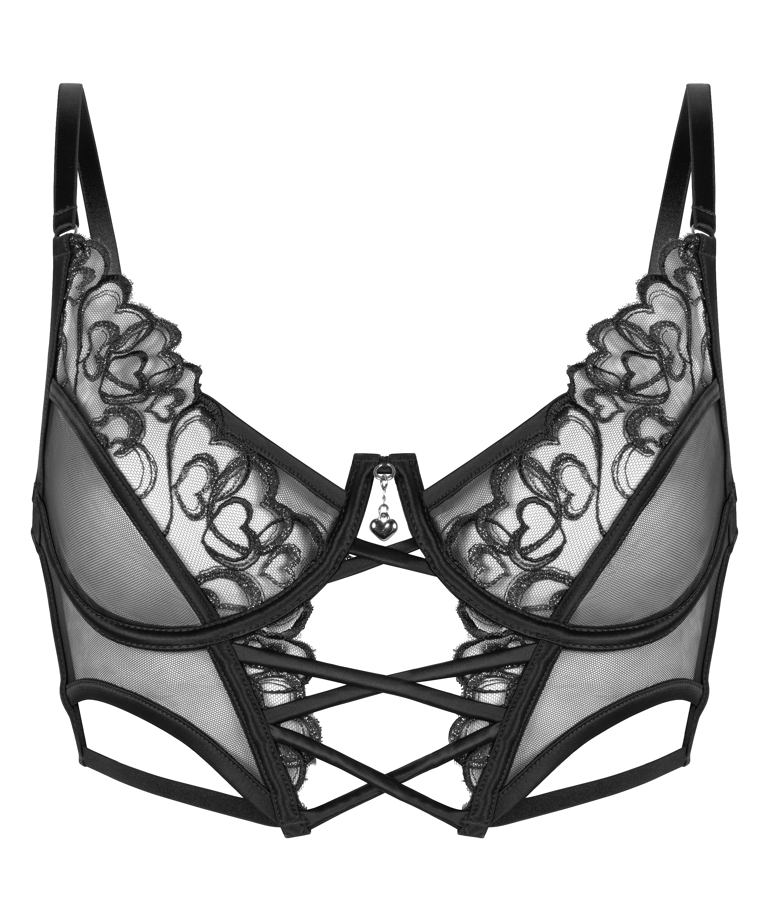 Soutien-gorge à armatures préformé longline Scarlett, Noir, main