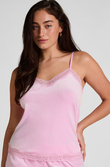 Hunkemöller Camisole velours Dentelle Rose