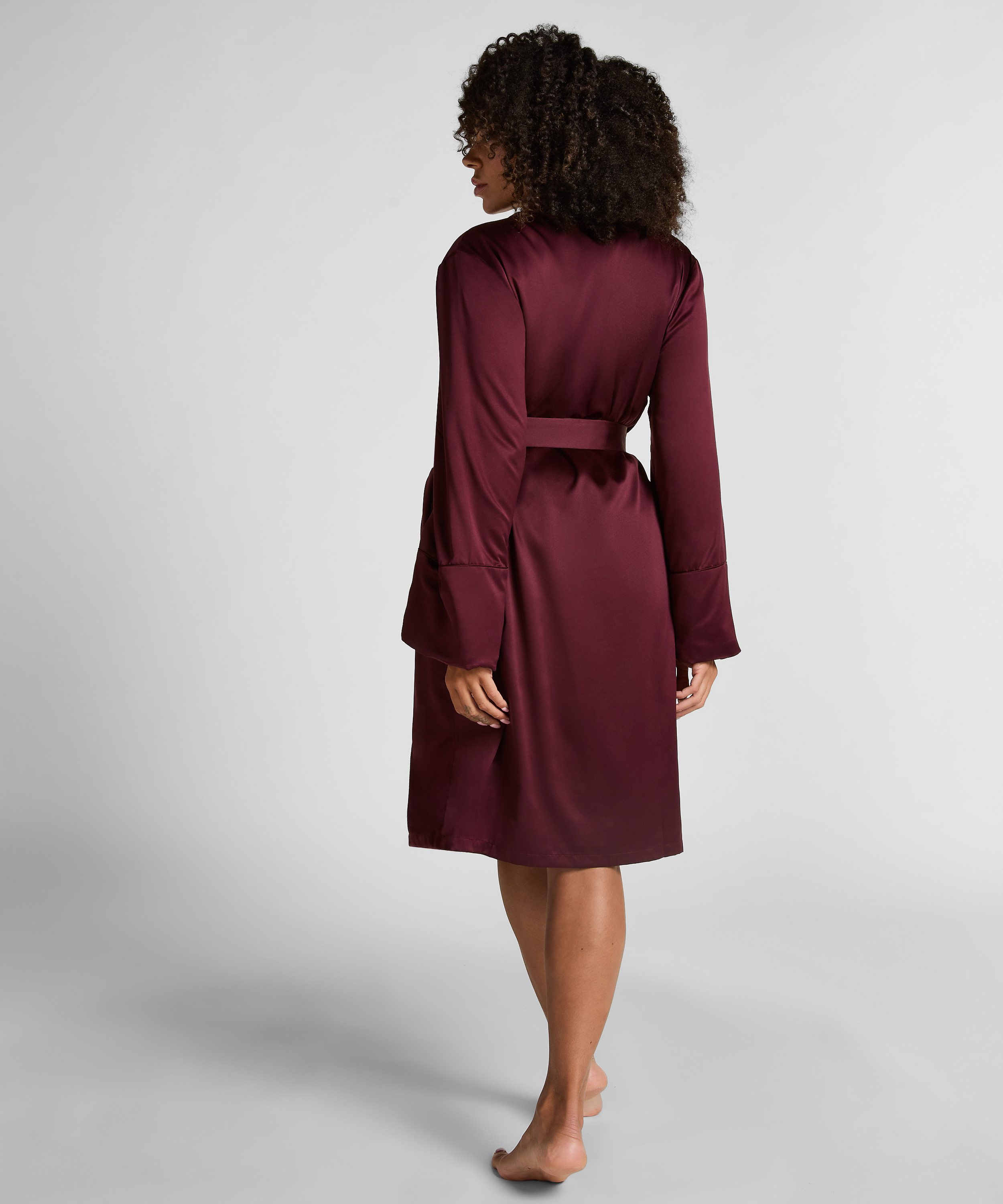 Peignoir en polaire satinée, Rouge, main