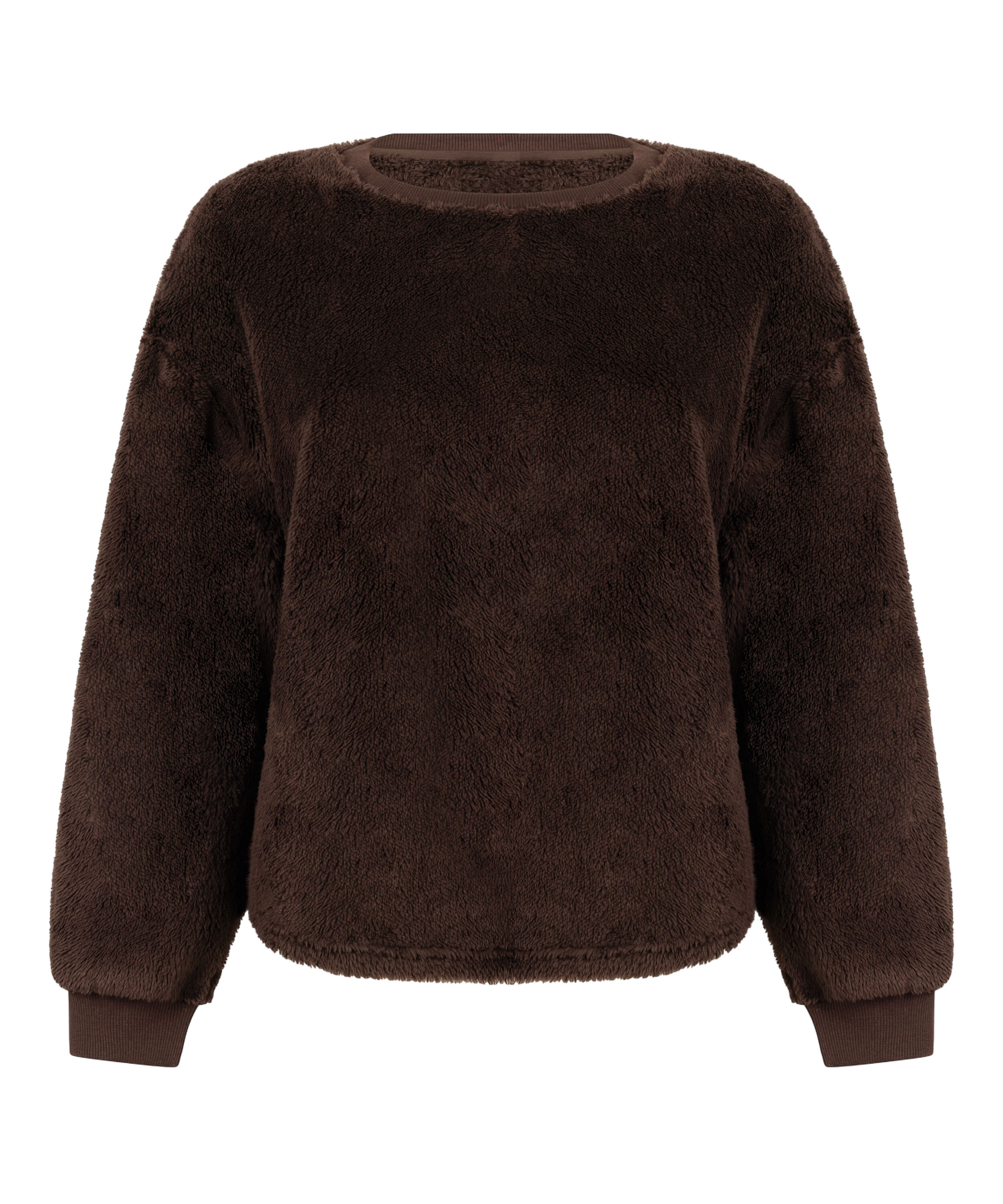 Top &agrave; manches longues Fluffy Fleece, Marron