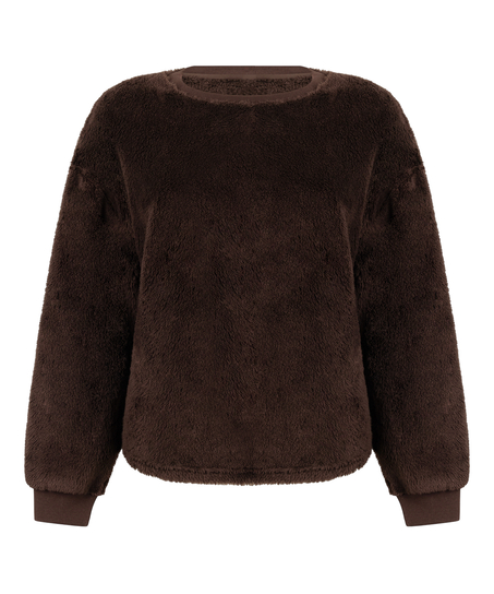 Top à manches longues Fluffy Fleece, Marron