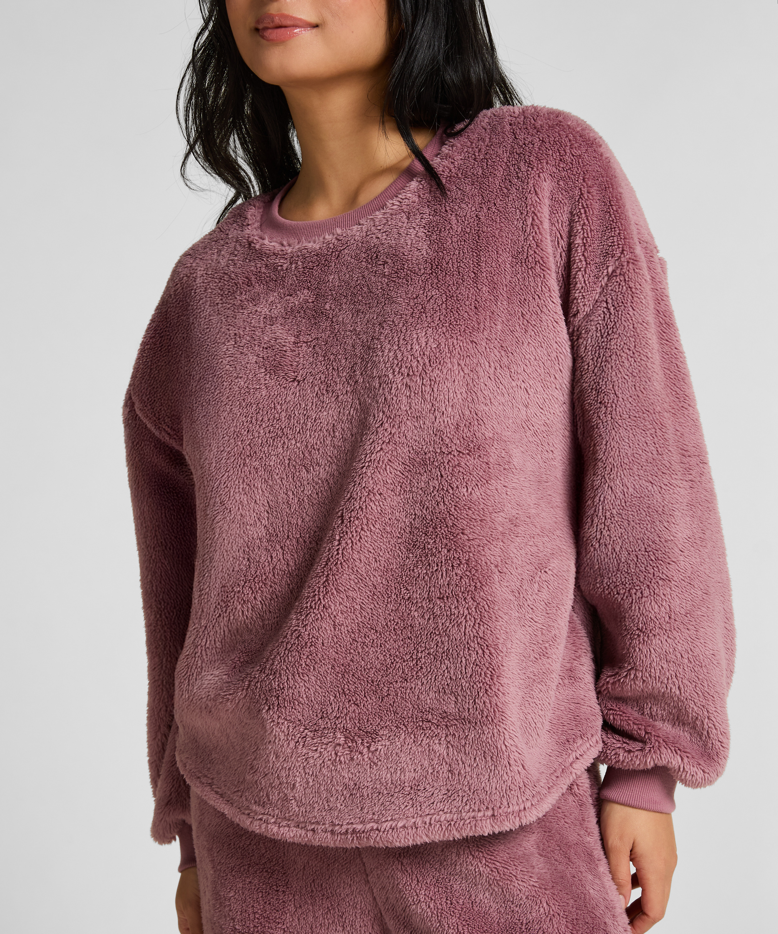 Top à manches longues Fluffy Fleece, Rose, main