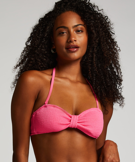 Haut de bikini bandeau Crinkle, Rose