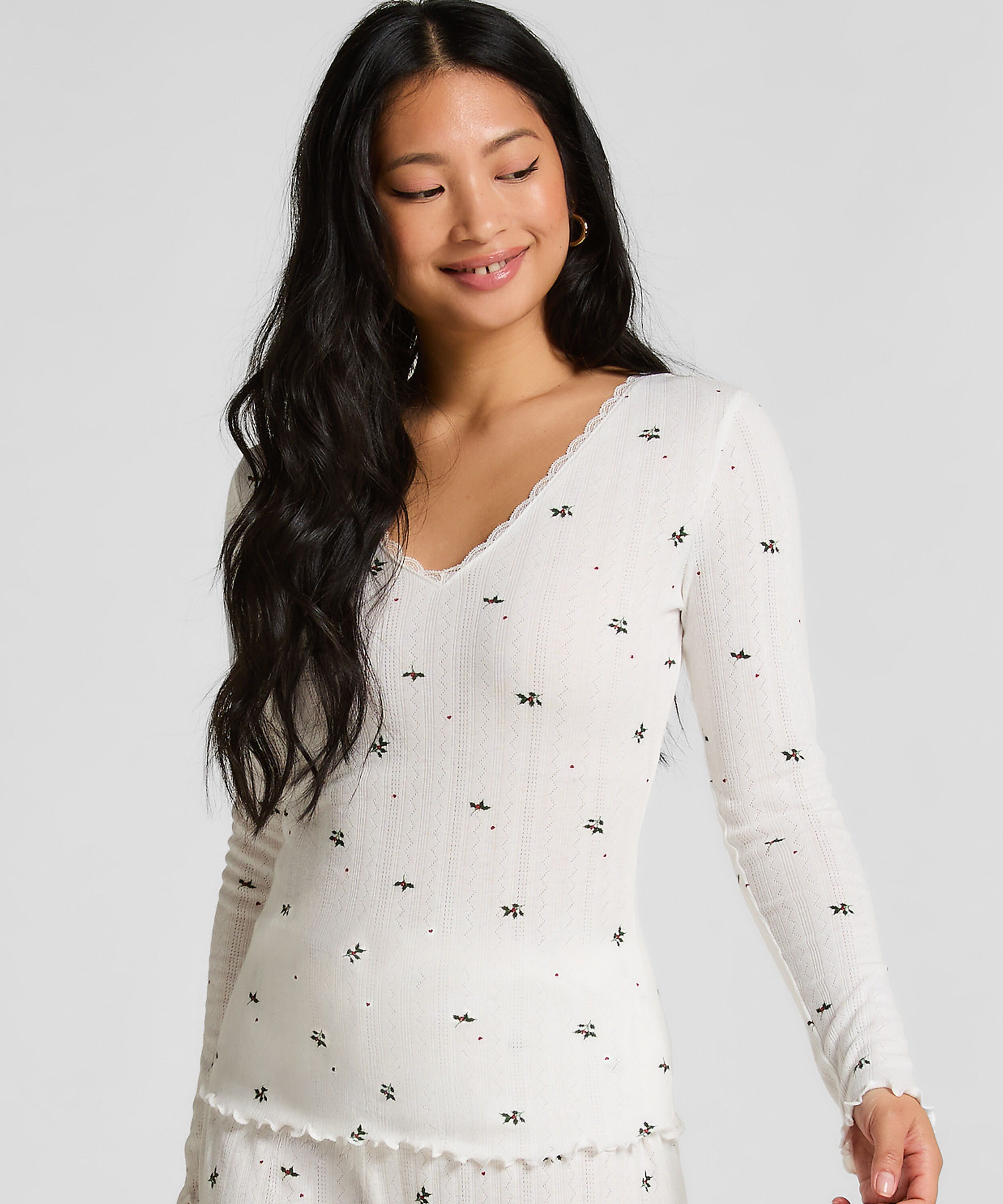Haut de pyjama Pointelle, Blanc