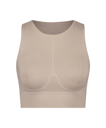 HKMX Soutien-gorge de sport sans couture, Beige