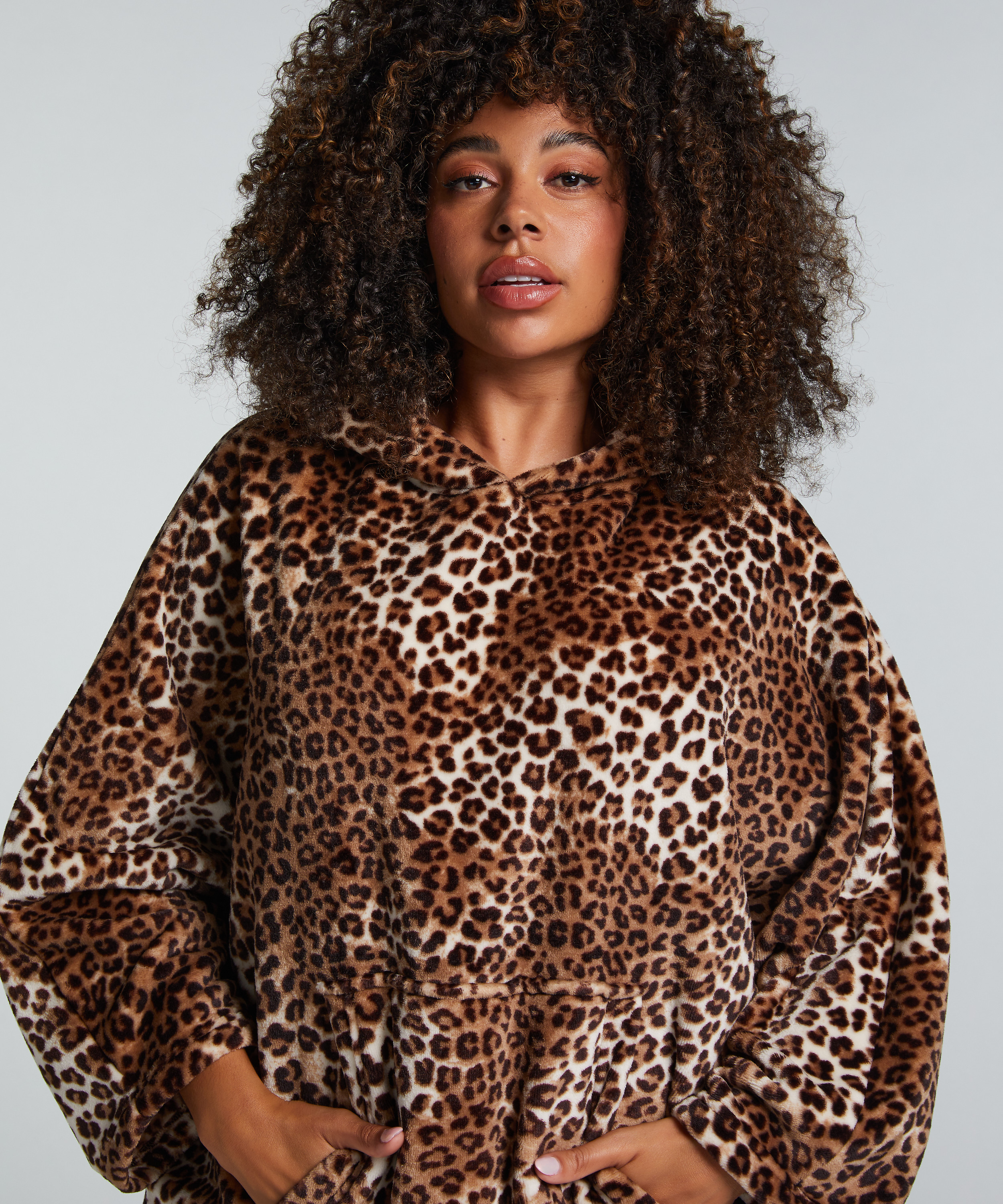 Hoodie en flanelle et polaire, Beige, main