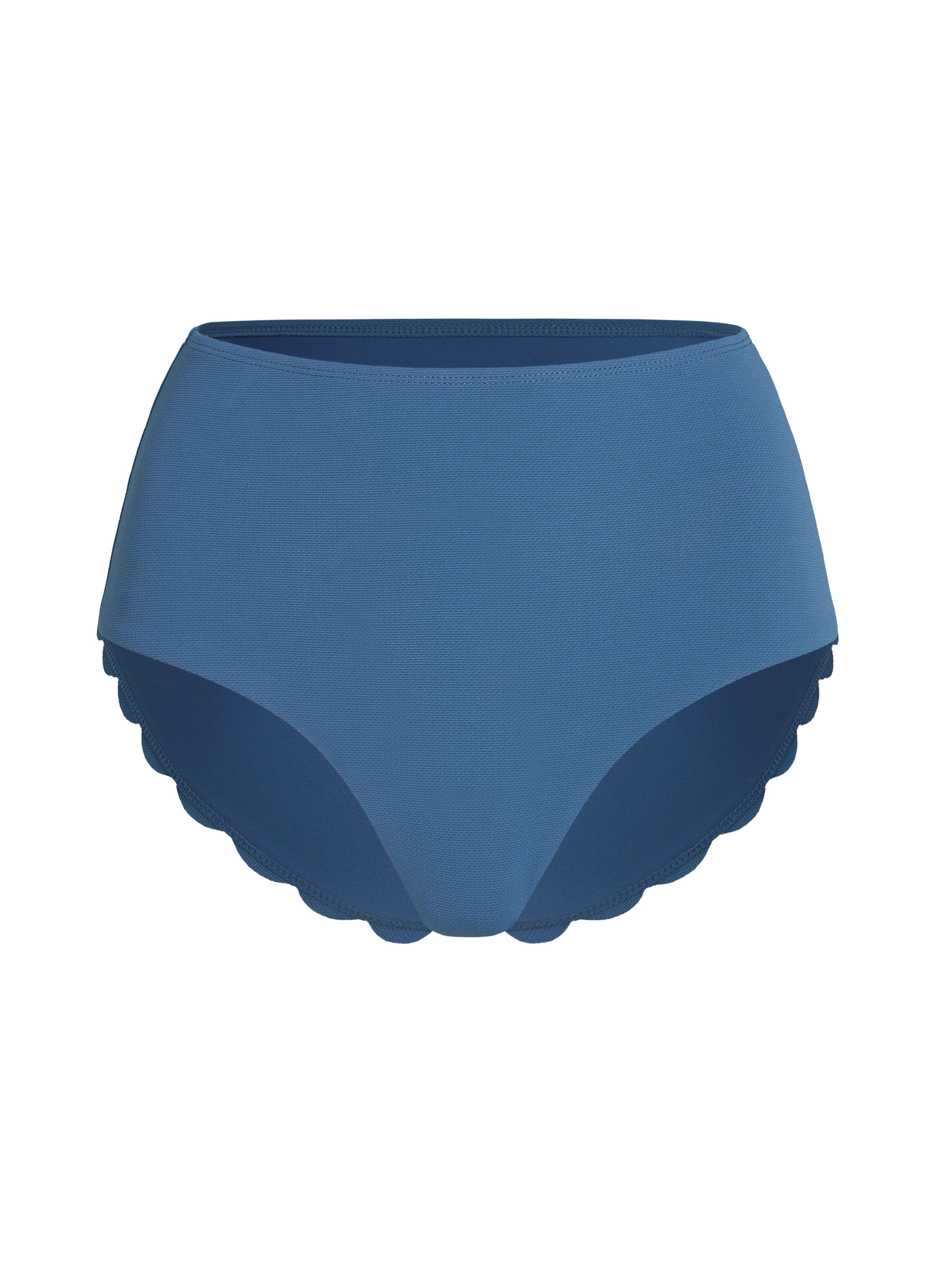 Bas de bikini Rio taille haute festonné, Bleu