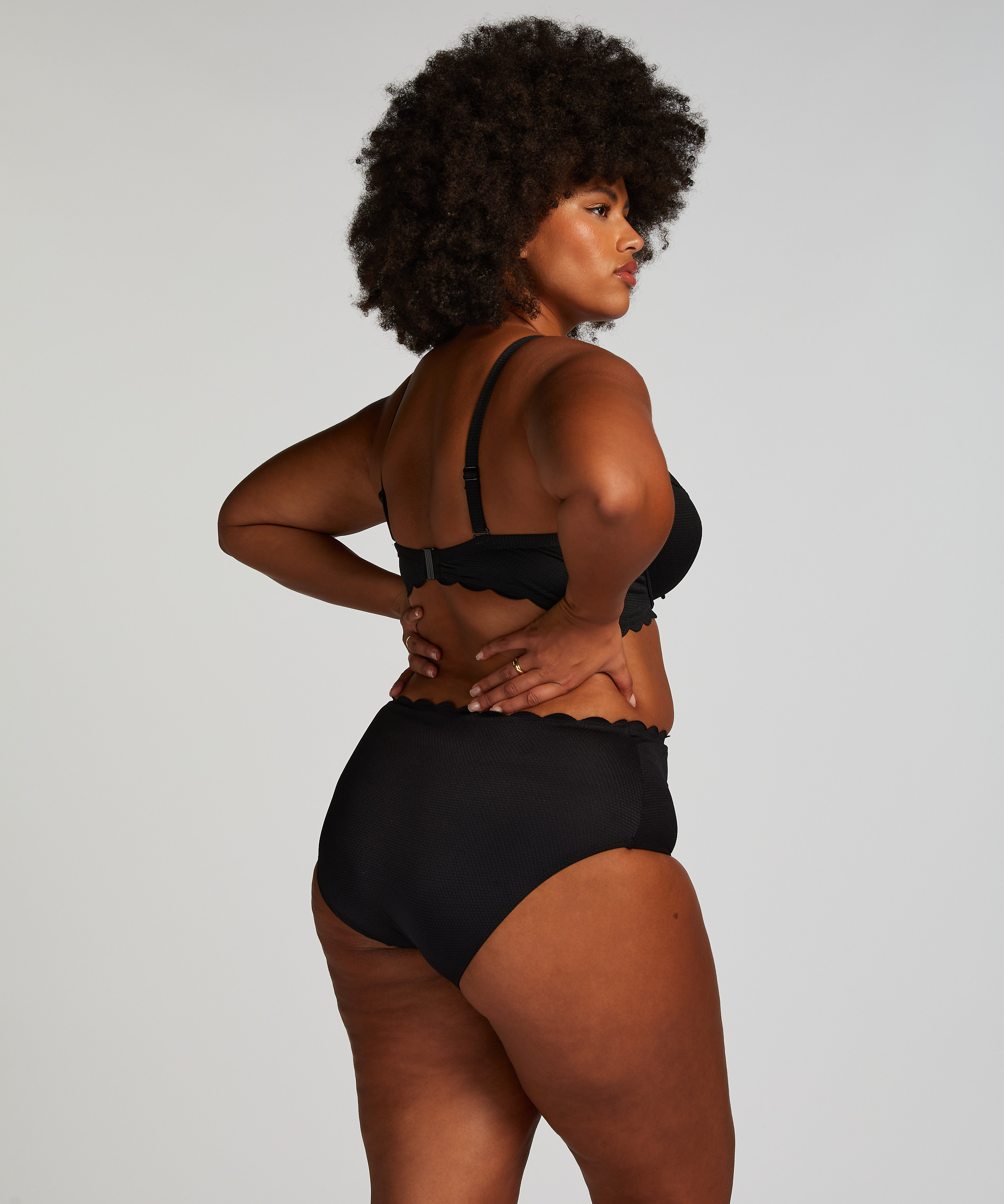 Slip de Bikini Rio Scallop, Noir, main