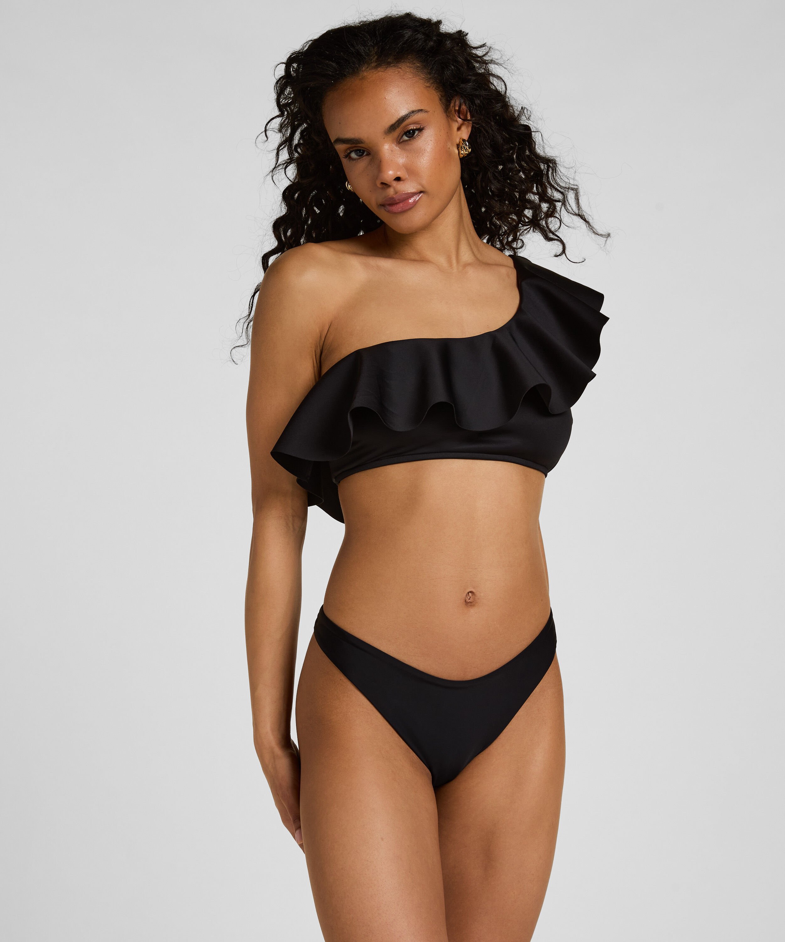 Bas de Bikini Highleg Luxe, Noir