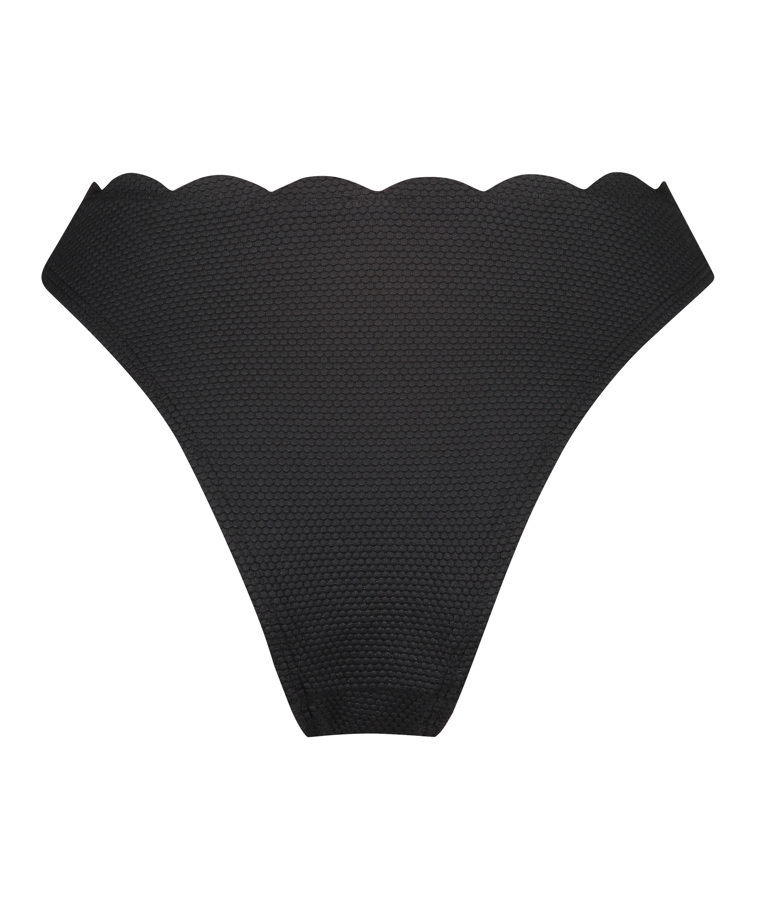 Slip de Bikini Échancrés Scallop, Noir, main
